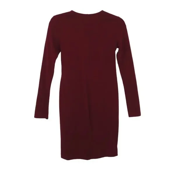 Express Burgundy Wine Red  Long Sleeve Lace Up Caged Body Con Dress Small - Picture 6 of 8